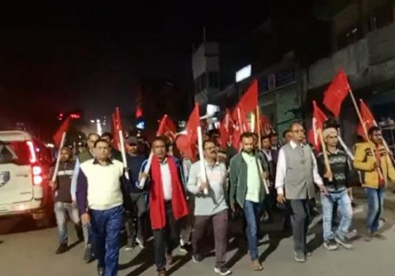 Protest in Dharmanagar against Attack on CPI-M Rally Protest in Dharmanagar against Attack on CPI-M Rally